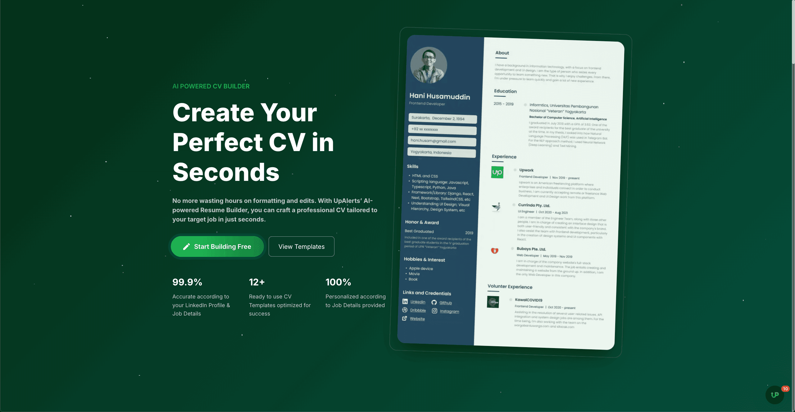 AI CV Generator - Intelligent resume building tool